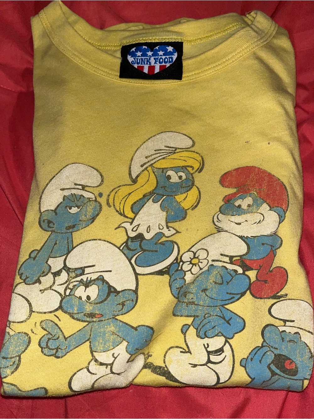 Junk Food The Smurfs Vintage Style Distressed Y2K Graphic Tee - Picture 6 of 8